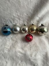 6 VTG 1980s Made in USA Hand Painted Glass Christmas Ornaments Mixed Lot picture