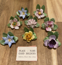 Set of 8 Royal Adderley Floral Bone China Place Card Name Holders England 1.75
