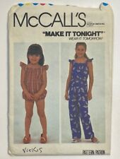 McCall’s Pattern #7621 Child Girls Jumpsuit Ruffled Straps Size 12 Uncut FF picture