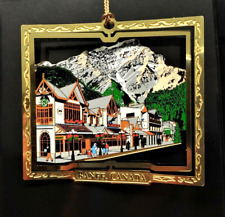 Banff Alberta Canada Ornament Color Brass Town Scene Mt Cascade Mt Rundle picture