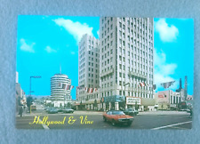 Hollywood California, Hollywood & Vine Streets Old Cars Capitol Records Postcard picture