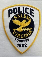 Vintage Salem Virginia Police Founded 1802 Rare Patch 4x5 Inches Brand New picture