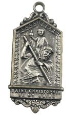 Vintage Catholic St Christopher Silver Tone Religious Medal picture