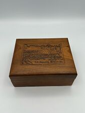 Vintage R.J. Reynolds Wood Cigarette Box w/ Laser Engraved Top Lid picture