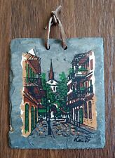 FRENCH QUARTER New Orleans Hand Crafted/Signed Roofing SLATE Wall Decoration  picture