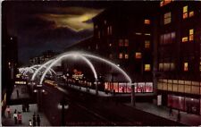 Postcard Third Street at Night Lighted Arches Trolley in Portland, Oregon picture