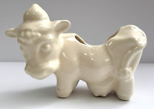 Vintage Ceramic Cow Planter Figurine  4”  White Mid Century 1950s MCM picture