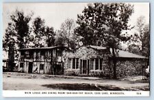 Cass Lake Minnesota MN Postcard Main Lodge Dining Room Sah-Kah-Tay Beach c1940 picture