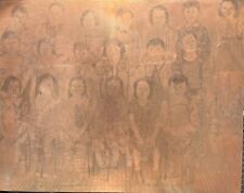 Antique Copper Etching Plate Primitive Portrait Of School Children picture