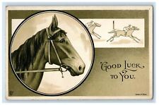 1917 Horse Racing Good Luck To You Lebanon Church Virginia VA Antique Postcard picture