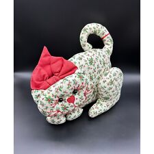 Vintage Christmas Cat Stuffed Handmade Kitty Kitten Holly Berries Decoration picture