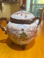 Vintage Antique Hand Painted Japanese Footed Porcelain sugar bowl picture