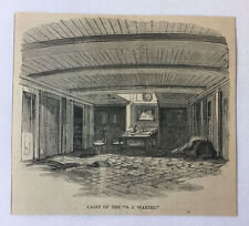 1861 magazine engraving~ CABIN OF THE SCHOONER 'S J WARING' Civil War picture