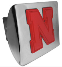 university of nebraska red emblem chrome trailer hitch cover usa made picture