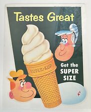 1959 Super Kup Tastes Great Super-Size Ice Cream Cone Original Advertising Sign picture