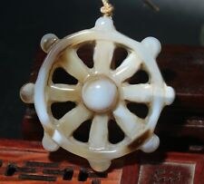 Magic Energy Tibetan Onyx Fengshui Best Falun Fortune Wheel Big Amulet Pendant R picture