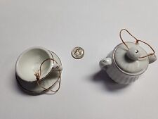 Lillian  Vernon 2 Peices Porcelain White Cup + Sugar Christmas Ornaments Holiday picture