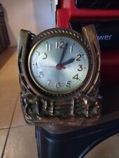 Vintage 1950'S Sessions Horse & Horseshoe Western Desk Clock WORKS GREAT picture