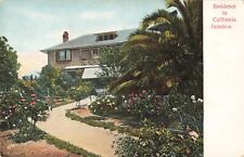 Pasadena CA, Residence in California, Nice Home & Gardens, Vintage Postcard picture