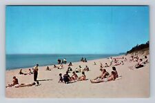 Onekama MI-Michigan, Portage Point Inn Beach, Lake Michigan, Vintage Postcard picture