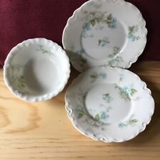 Haviland & Co. Limoges France/ 3 Child Size Dishes/ Blue MorningGlories picture