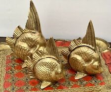 A beautiful trio of Brass Angelfish paperweights. picture