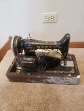 Singer Sewing Machine Model 99: w/ Foot Pedal In Lock Case + Key Portable 1920s picture
