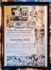 Antique Framed 1913 Carnation Milk Ad from The Delineator Magazine  picture