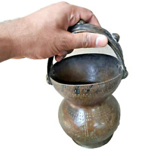 VINTAGE INDIAN ORIGINAL BRASS HAND CRAFTED SACRED WATER STORING POT COLLECTABLE picture