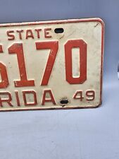 1949 Florida License Plate Mancave Garage Craft White Red 4-35170 picture
