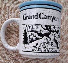 Vintage Grand Canyon Blue & White Coffee Mug Embossed Speckled Stoneware Cup picture