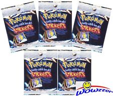 (5) 1999 Artbox POKEMON Factory Sealed Foil Packs-50 MINT Stickers 25 Years old picture