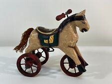 Vintage Antique Style Carved Wood Horse Tricycle Hand Painted Reproduction picture