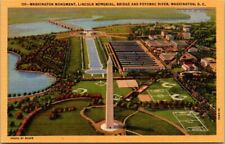 Washington DC Washington Monument Lincoln Memorial Aerial View Vintage Postcard picture