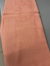 Vintage Peachy-Orange Open Weave Linen Tablecloth/Luncheon Cloth  56