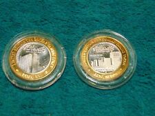 2 $10 .999 Silver Strike Gaming Tokens, from Atlantis Reno In Protective Cases. picture