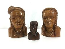 Native American Indian Wood Carving Sculpture 3 Piece #6701 picture