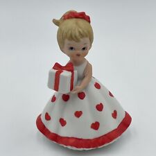 Vintage Lefton China Girl Heart Dress Present Figurine Hand Painted 02733 picture