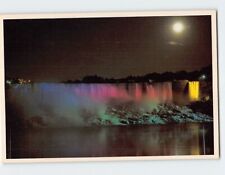 Postcard Moonrise over the Illuminated American Falls Niagara Falls New York USA picture