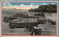 WWI US Army Artillery Tanks Motorcycles Harley? c1915 Postcard picture