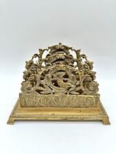 Antique Victorian Brass Double Letter Holder Rack Ornate Germany Cherub HEAVY picture