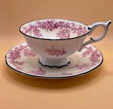 RARE Coalport Pastel Pink Flowers, Eggshell White, Wide Mouth, Teacup & Saucer  picture