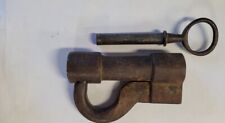 Antique Large Hand Forged Barrel Padlock Lock with Screw Key - WORKING picture