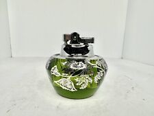 HTF Vintage MCM Viking Glass Green Orb Lighter W/silver City Overlay Stunning picture