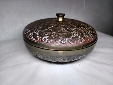 Brass/Bronze Bowl w/ Lid VTG Sugar/Candy/Other - Ornamental Original Patina picture