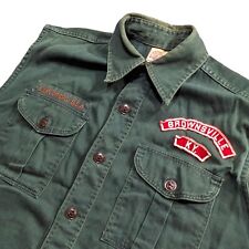 Vintage Boy Scout Shirt Short Sleeve Patches Explorer BSA Green Cut Off 70s picture