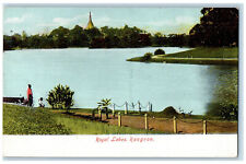 c1905 View of Royal Lakes Rangoon India Postage Due Antique Posted Postcard picture