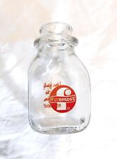 Vtg Foremost Dairy Half Pint Milk Bottled ACL Pyro Glazed Squatty Duraglass picture