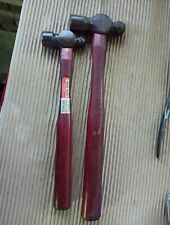 Pair Of  Ball Peen Hammers Both With Red Hickory Handles  picture