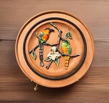 Vintage 3D Carved Colorful Birds Wall Hanging, Designs In Wood Signed/Numbered picture